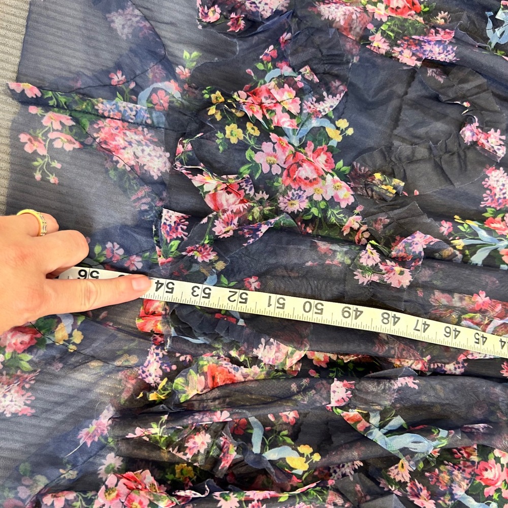 Dressalisa Maxi‎ Gown Womens S Navy Gently Used Floral Corset Tiered Ruffle Mesh - Picture 11 of 16